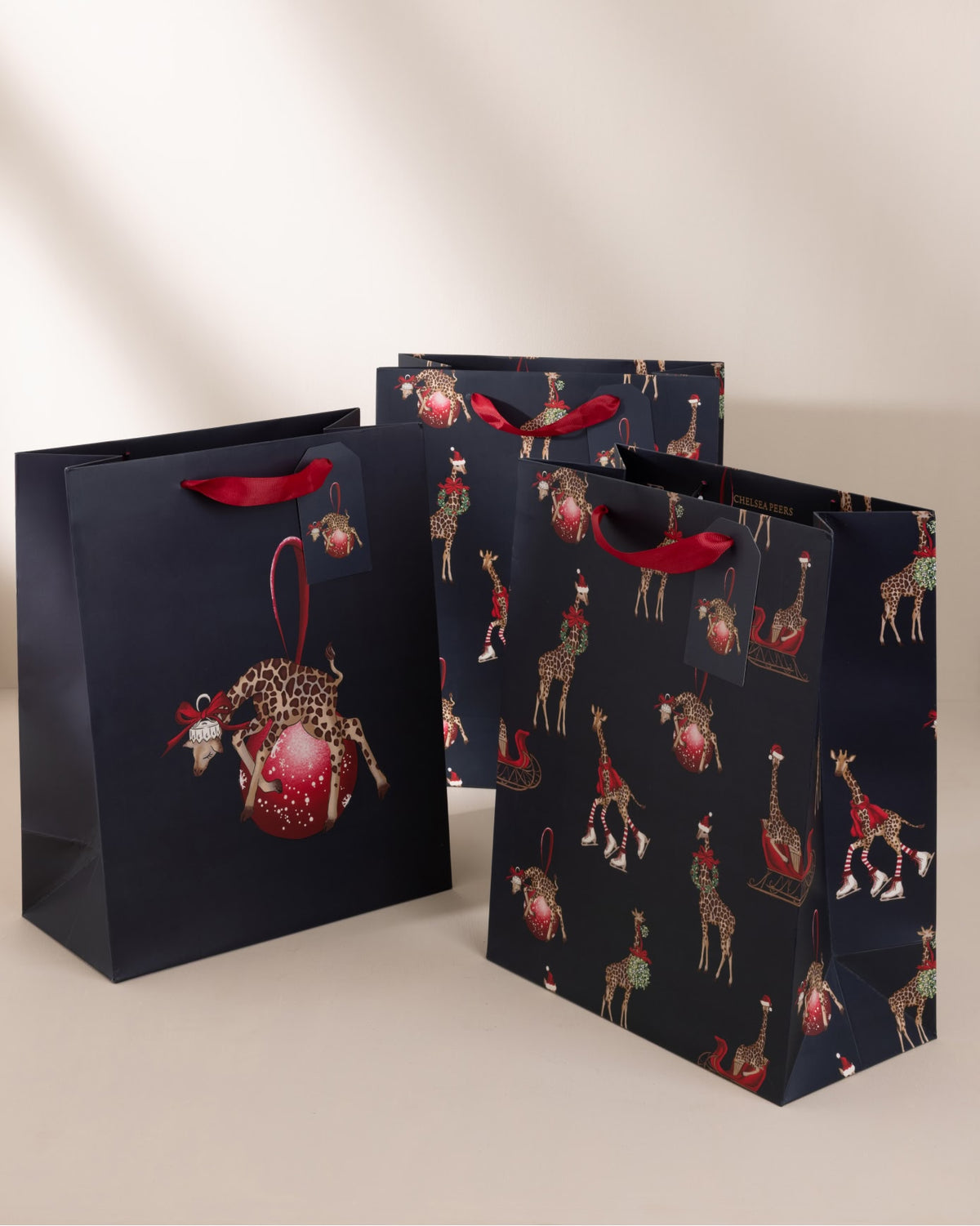 Christmas Giraffe Print Gift Bag 3 Pack