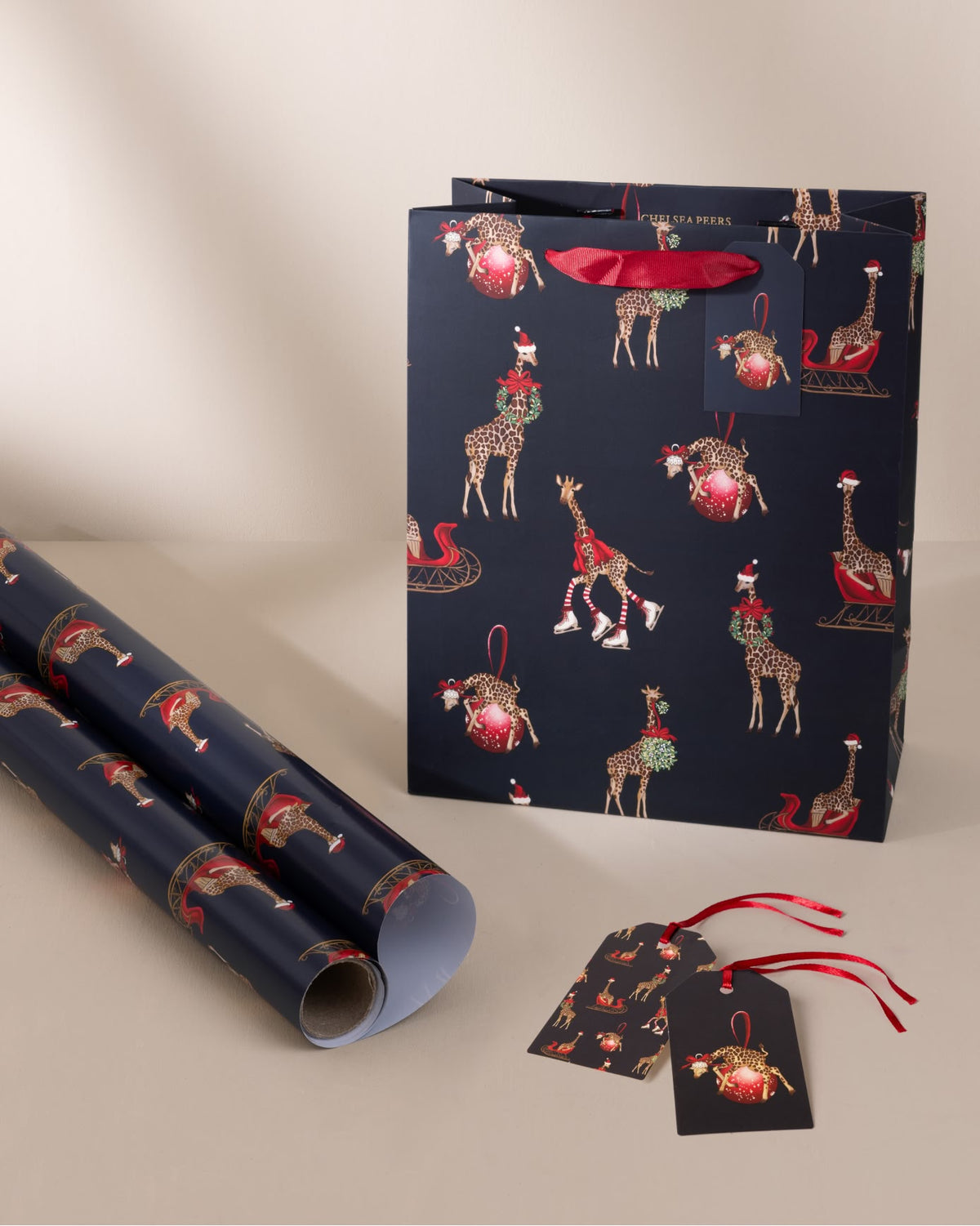 Christmas Giraffe Print Gift Bag 3 Pack