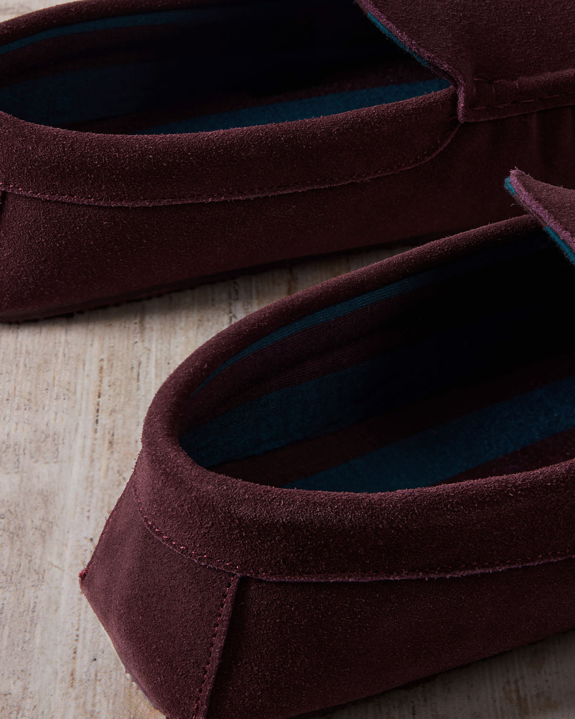 Mens Suede Moccasin Slippers - Burgundy
