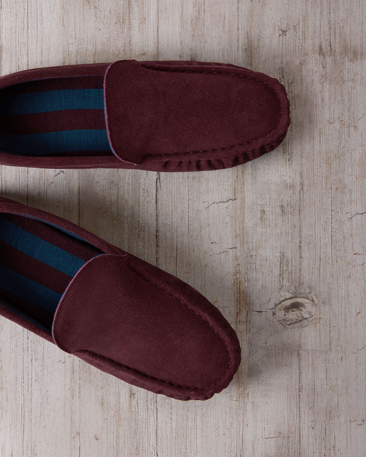 Mens Suede Moccasin Slippers - Burgundy