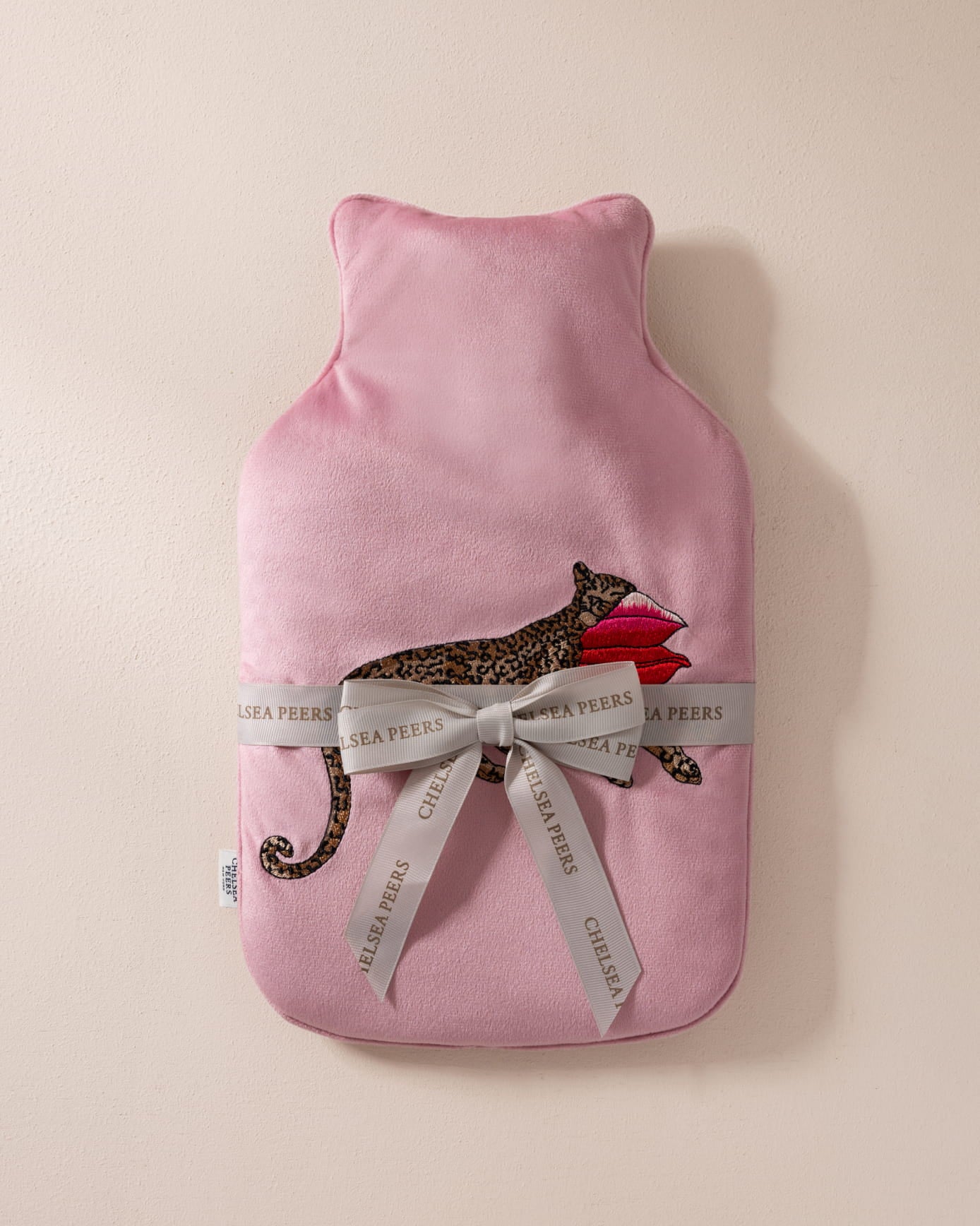 Velvet Embroidered Leopard After Party Print Hot Water Bottle