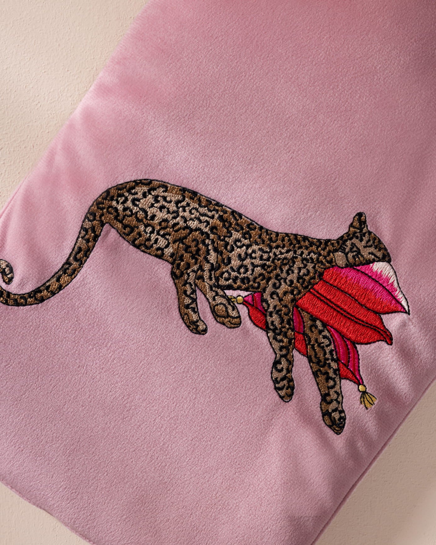 Velvet Embroidered Leopard After Party Print Hot Water Bottle