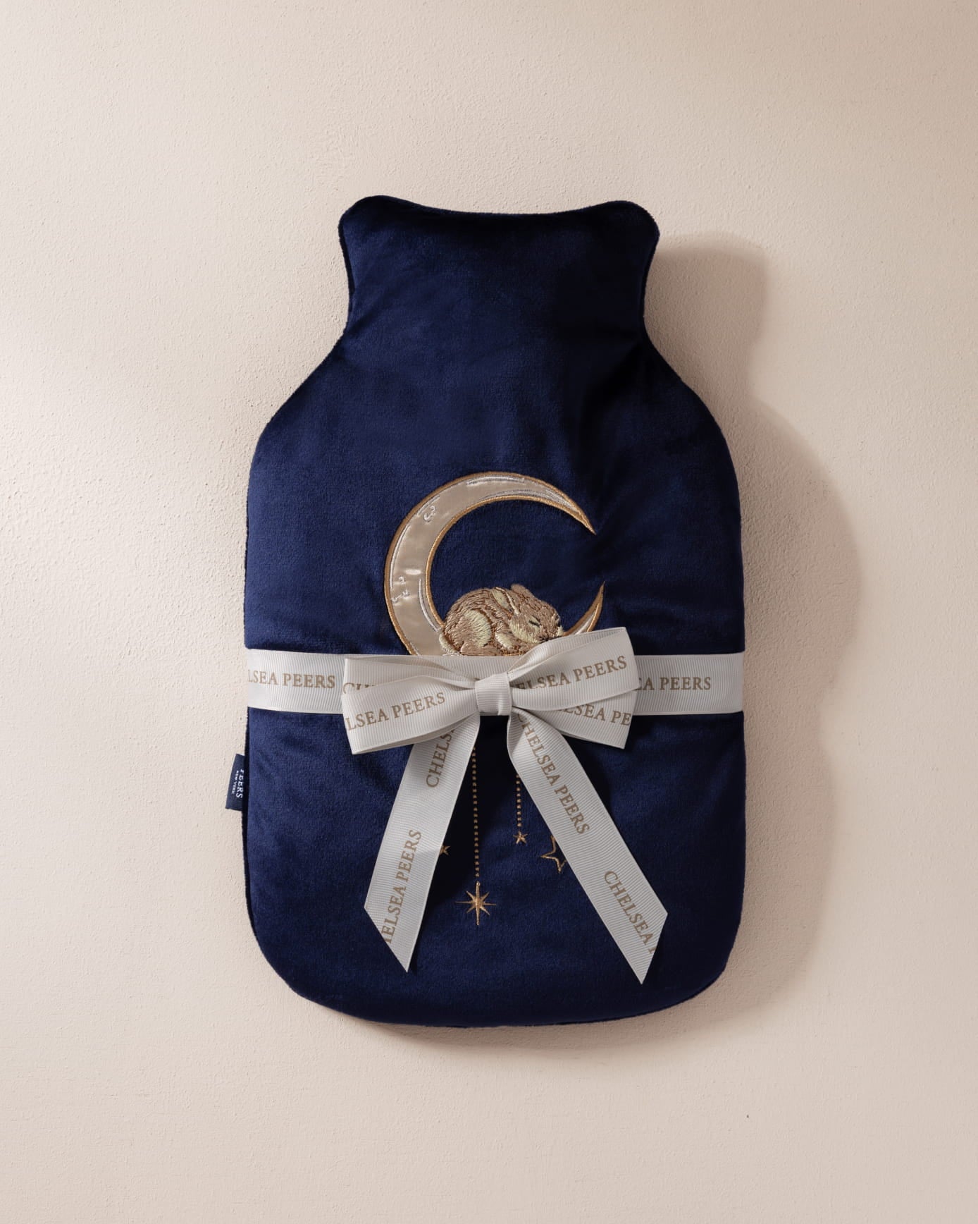 Velvet Embroidered Lunar Bunny Print Hot Water Bottle