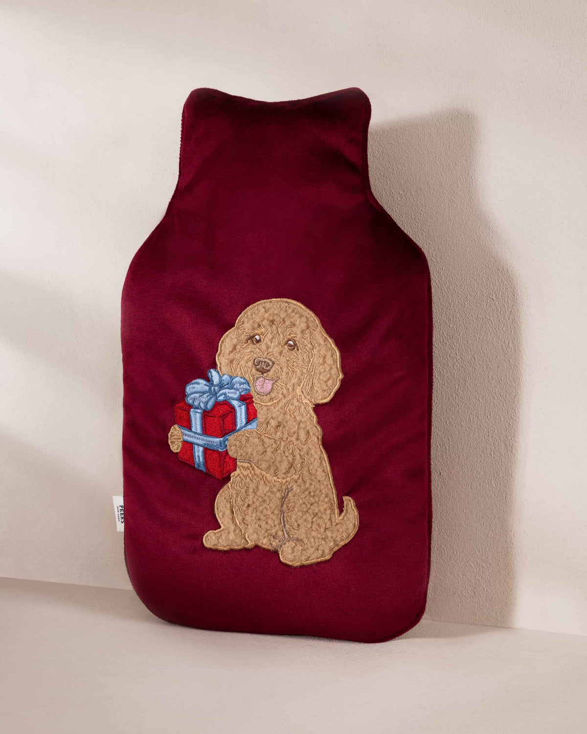 Velvet Embroidered Chip The Cockapoo Hot Water Bottle