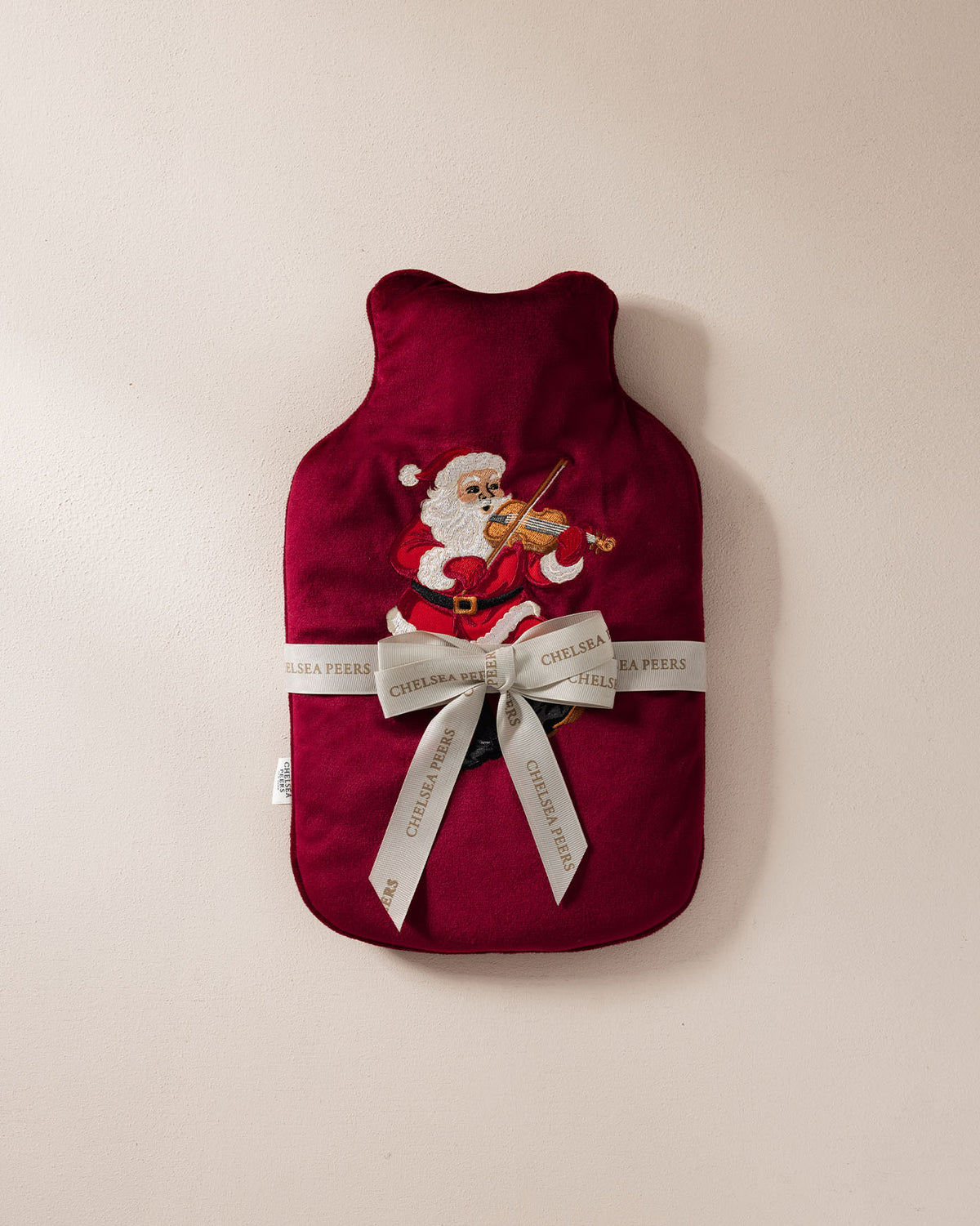 Velvet Embroidered Christmas Musical Santa Hot Water Bottle