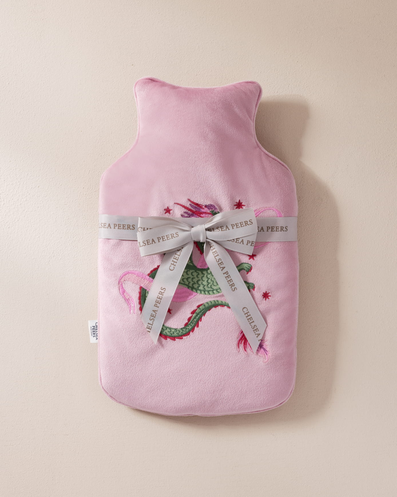 Velvet Embroidered Mythical Dragon Print Hot Water Bottle