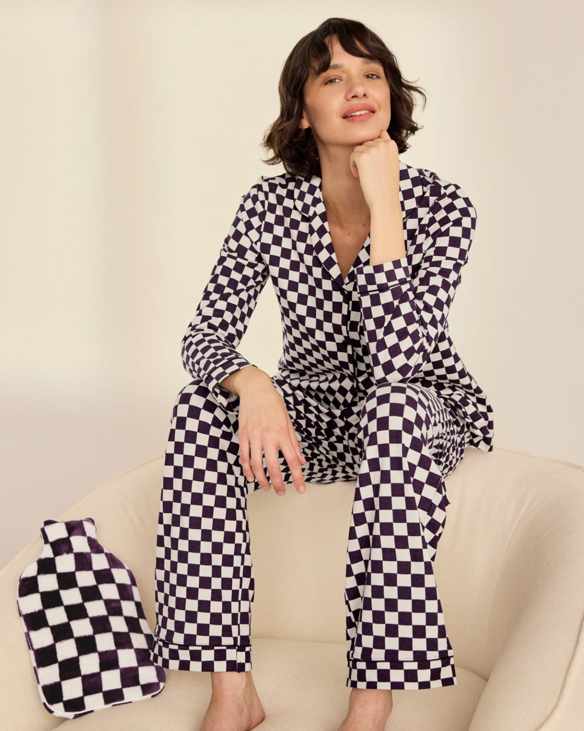 Velvet Checkerboard Hot Water Bottle