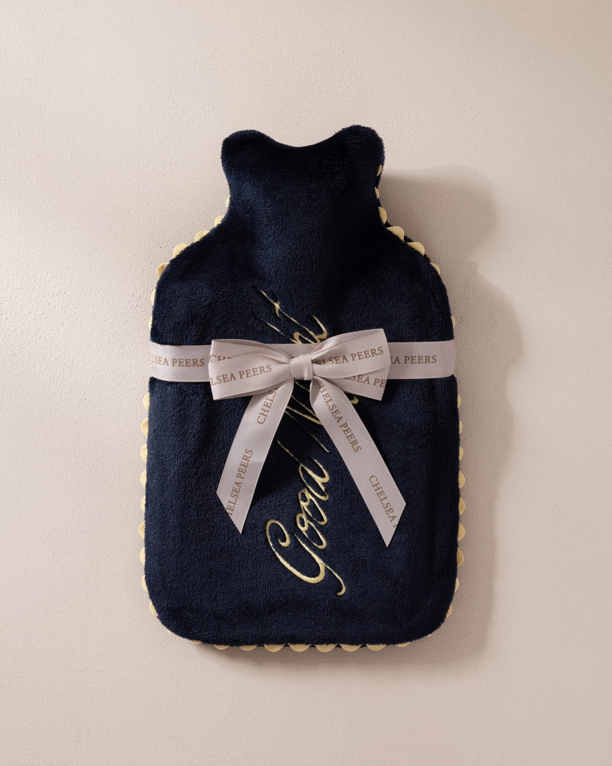 Velvet Embroidered Good Night Hot Water Bottle