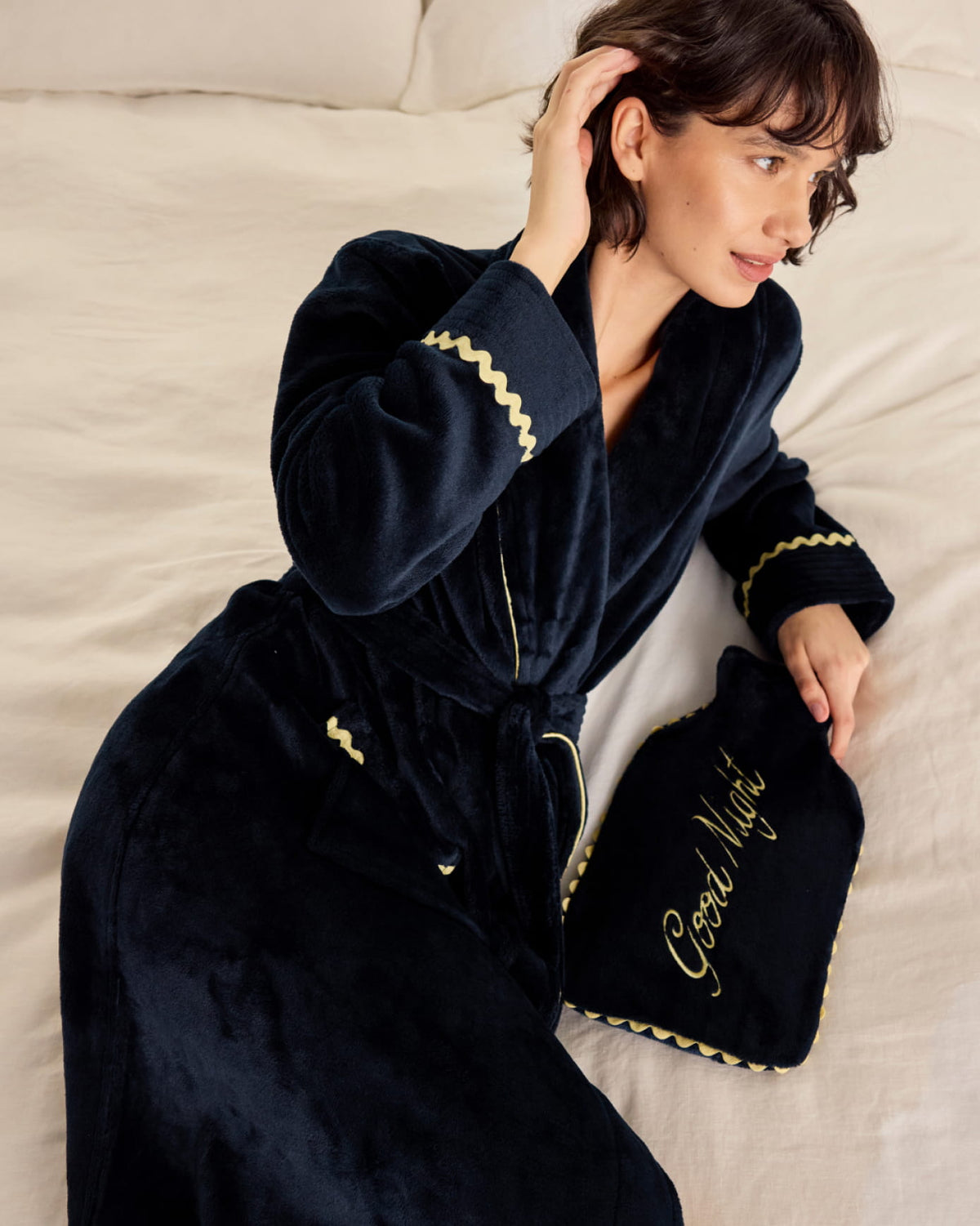 Velvet Embroidered Good Night Hot Water Bottle
