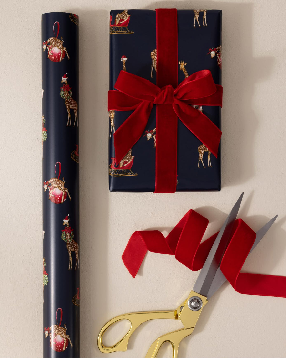 Christmas Giraffe Print Wrapping Paper