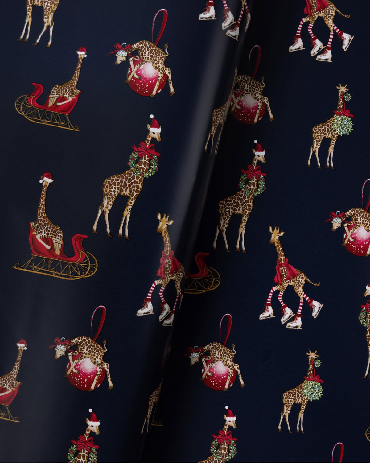 Christmas Giraffe Print Wrapping Paper