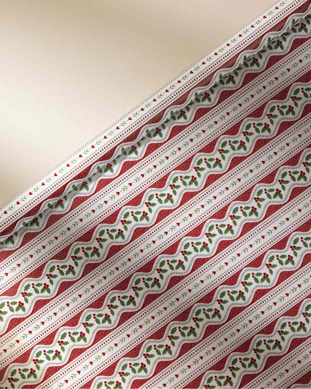 Garland Holly Stripe Print Wrapping Paper