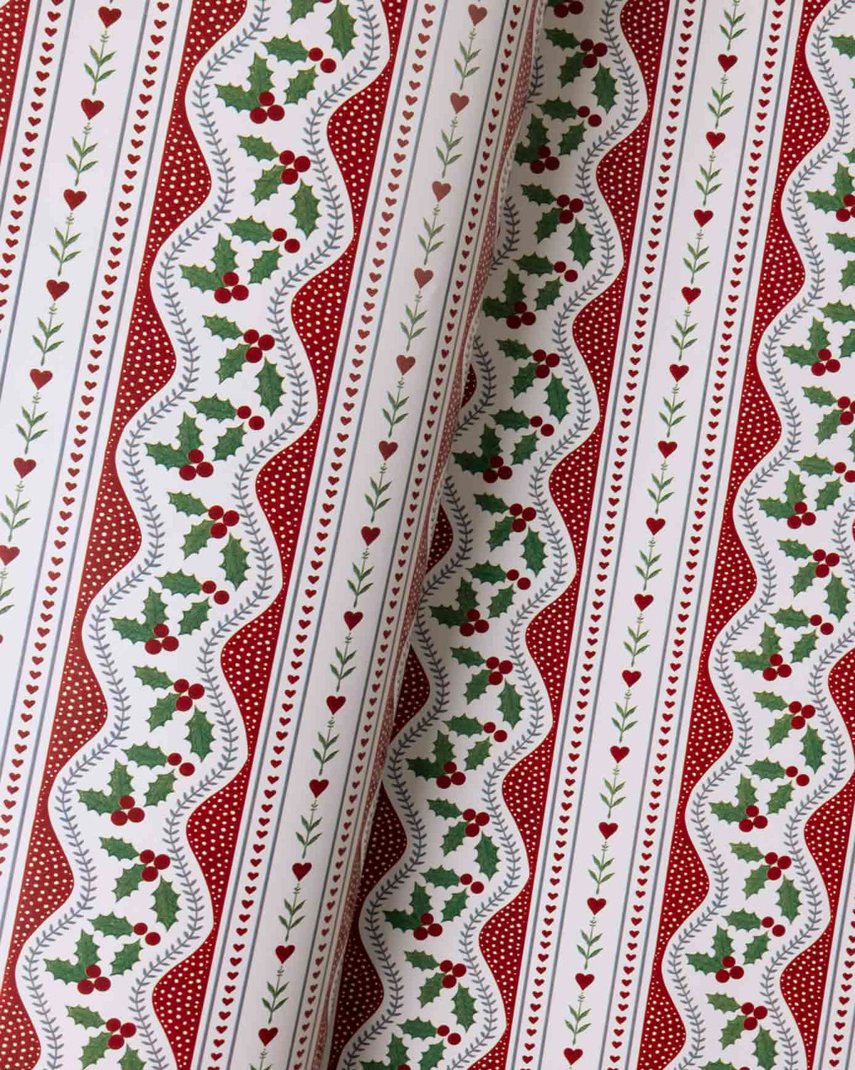 Garland Holly Stripe Print Wrapping Paper