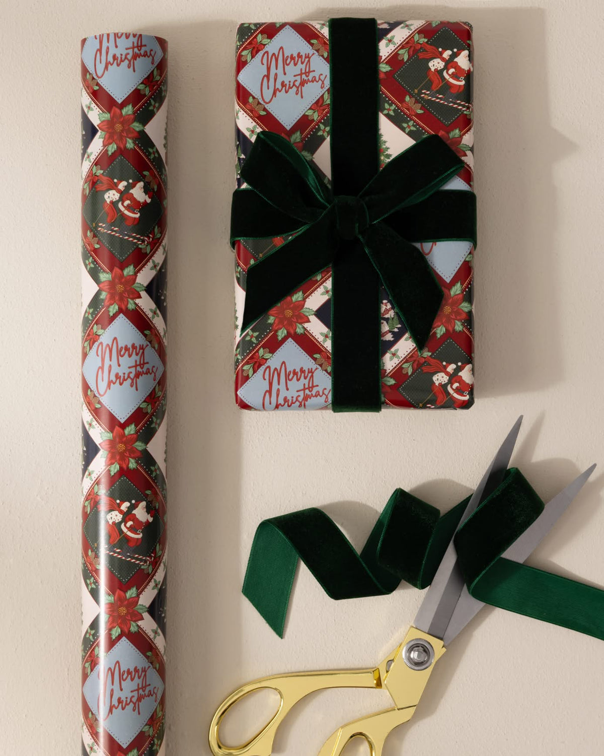 Christmas Patchwork Print Wrapping Paper