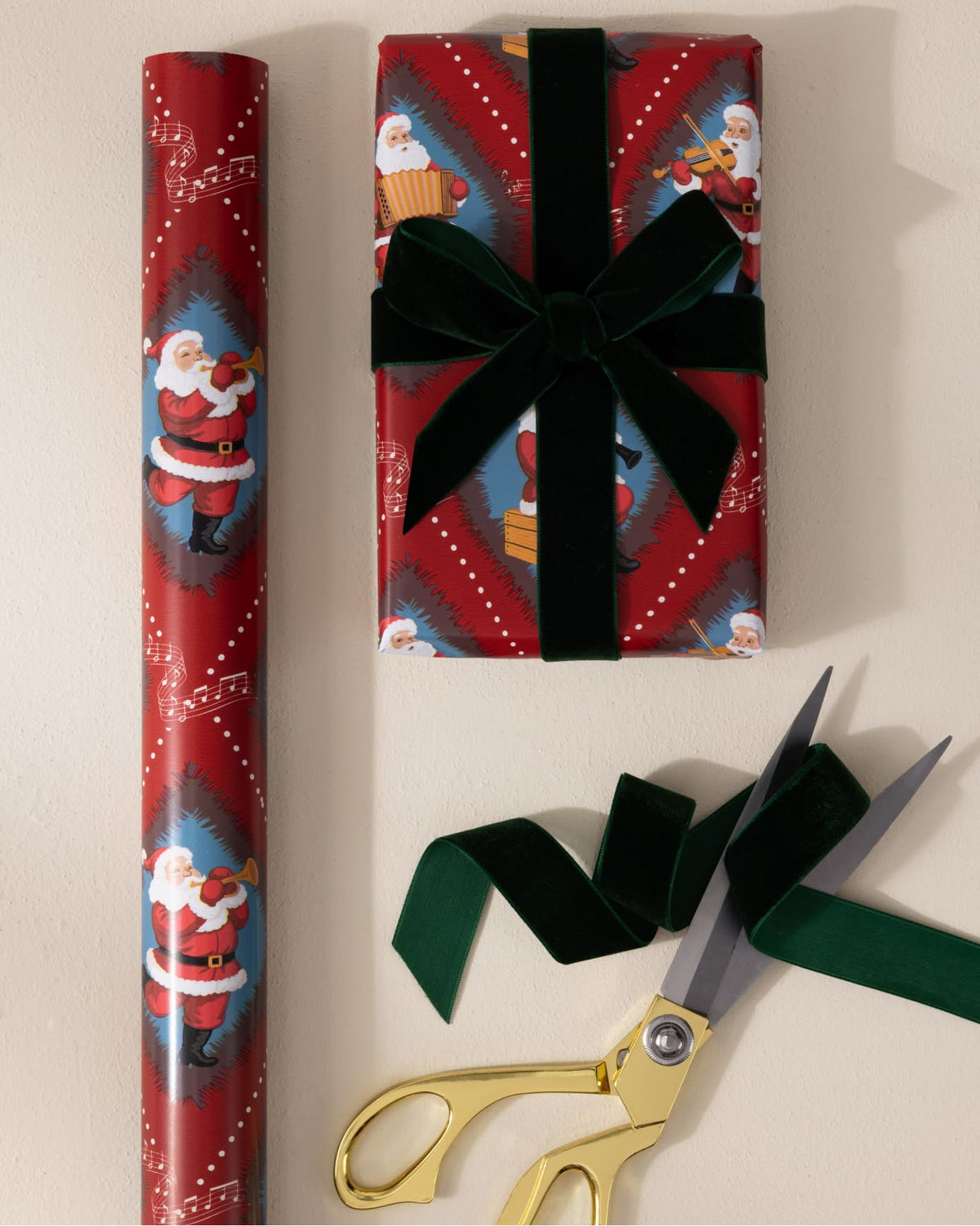 Christmas Santa Songbook Print Wrapping Paper