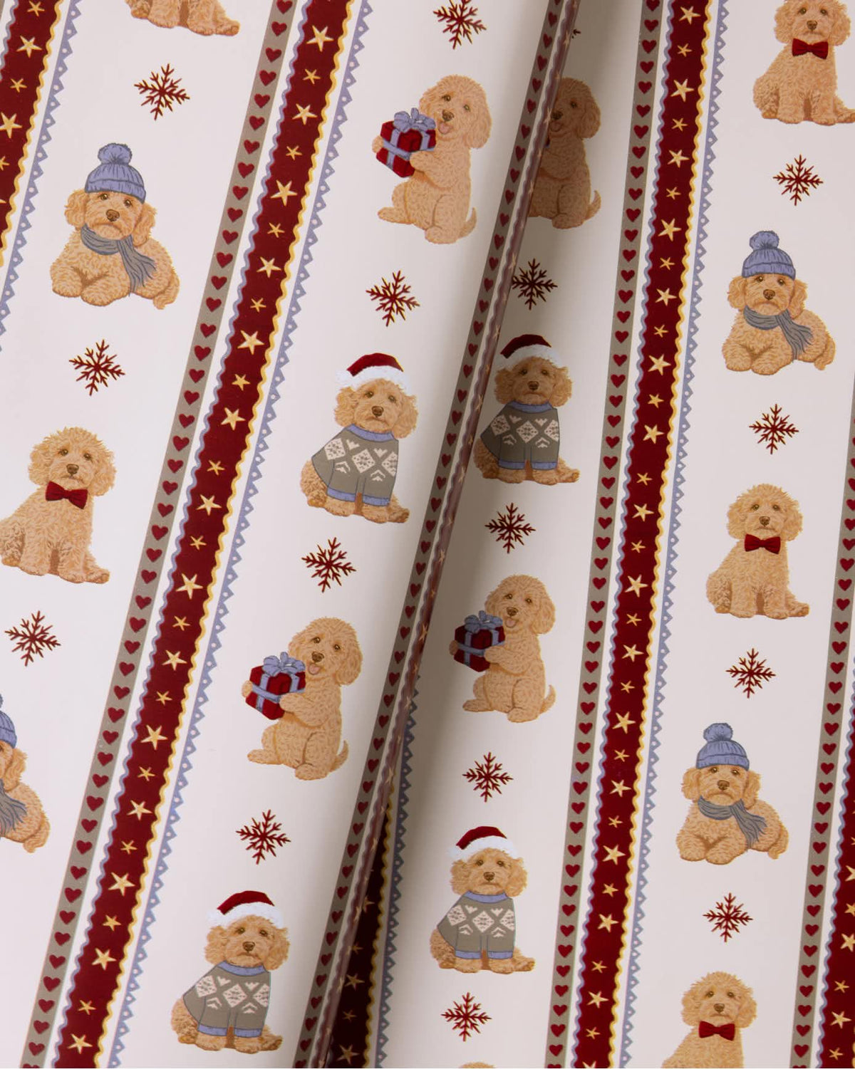 Christmas Chip the Cockapoo Stripe Print Wrapping Paper