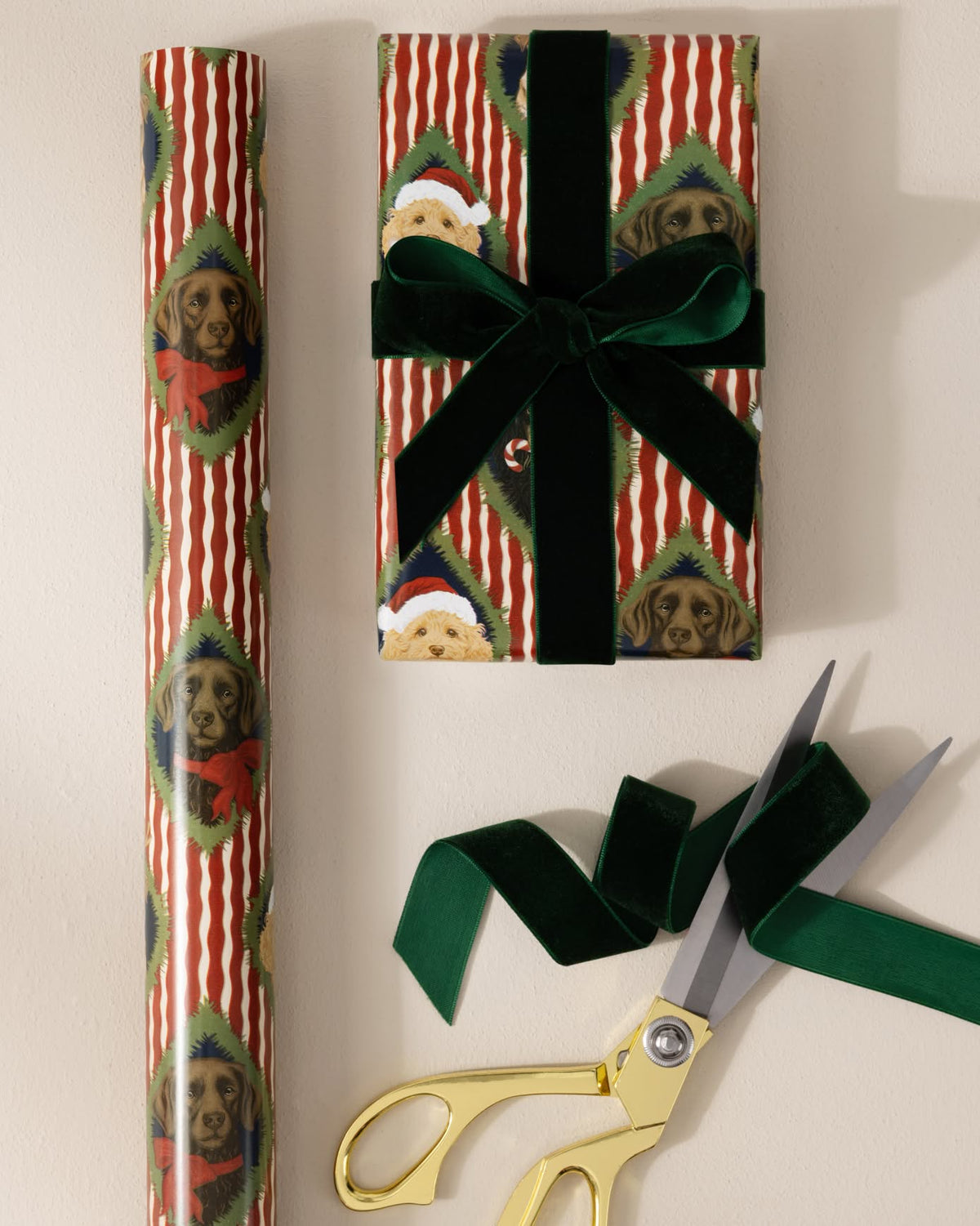 Christmas Chip & Friends Stripe Print Wrapping Paper