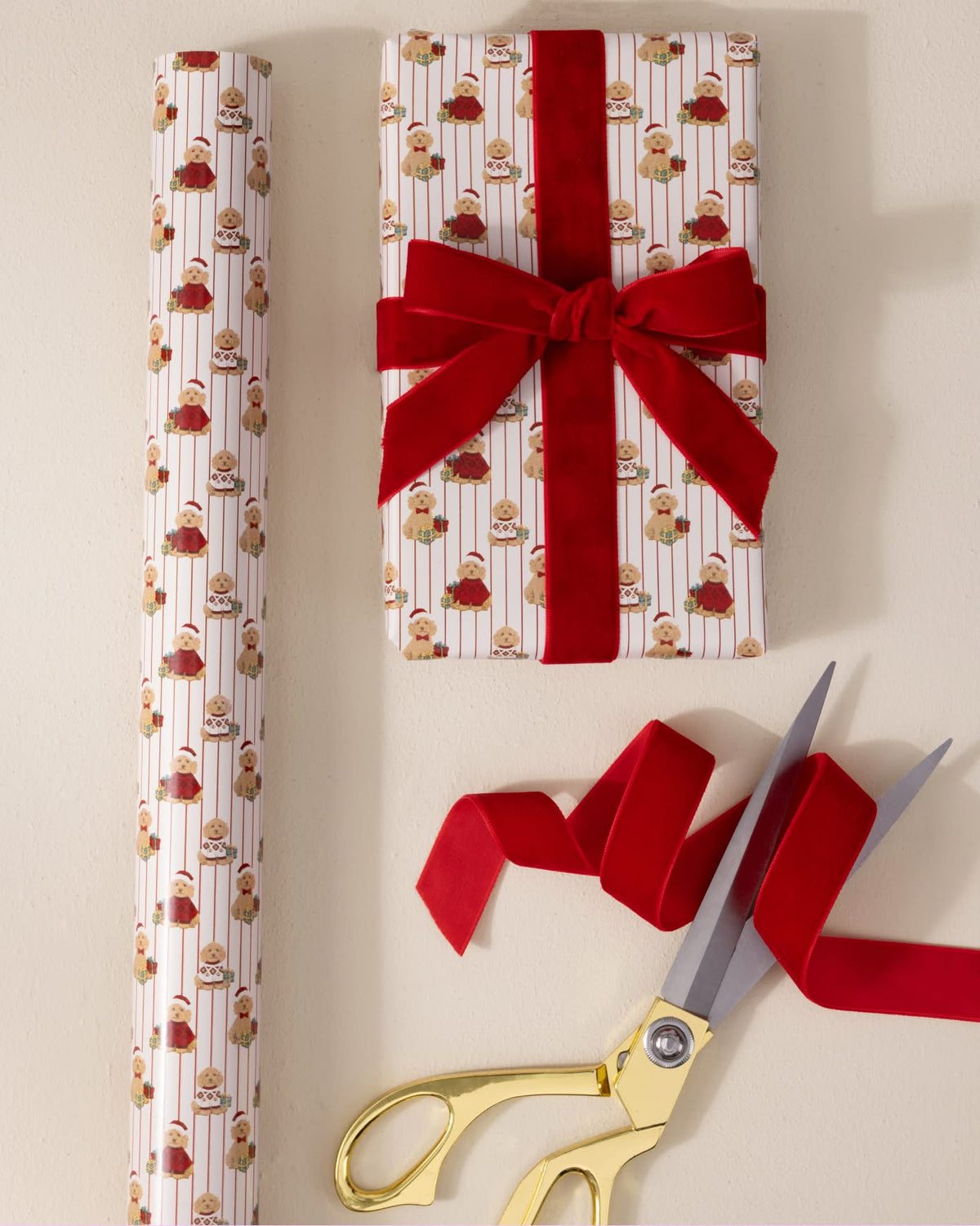 Chip the Christmas Cockapoo Dog Print Wrapping Paper