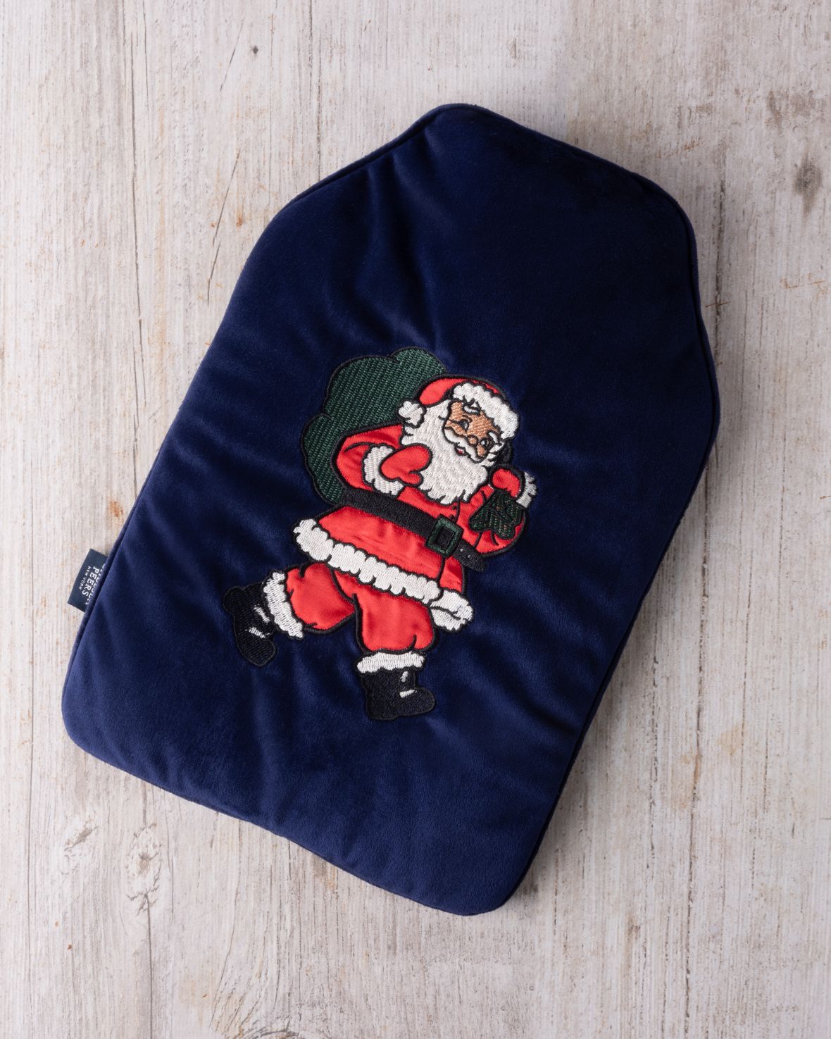 Velvet Embroidered Christmas Santa Hot Water Bottle