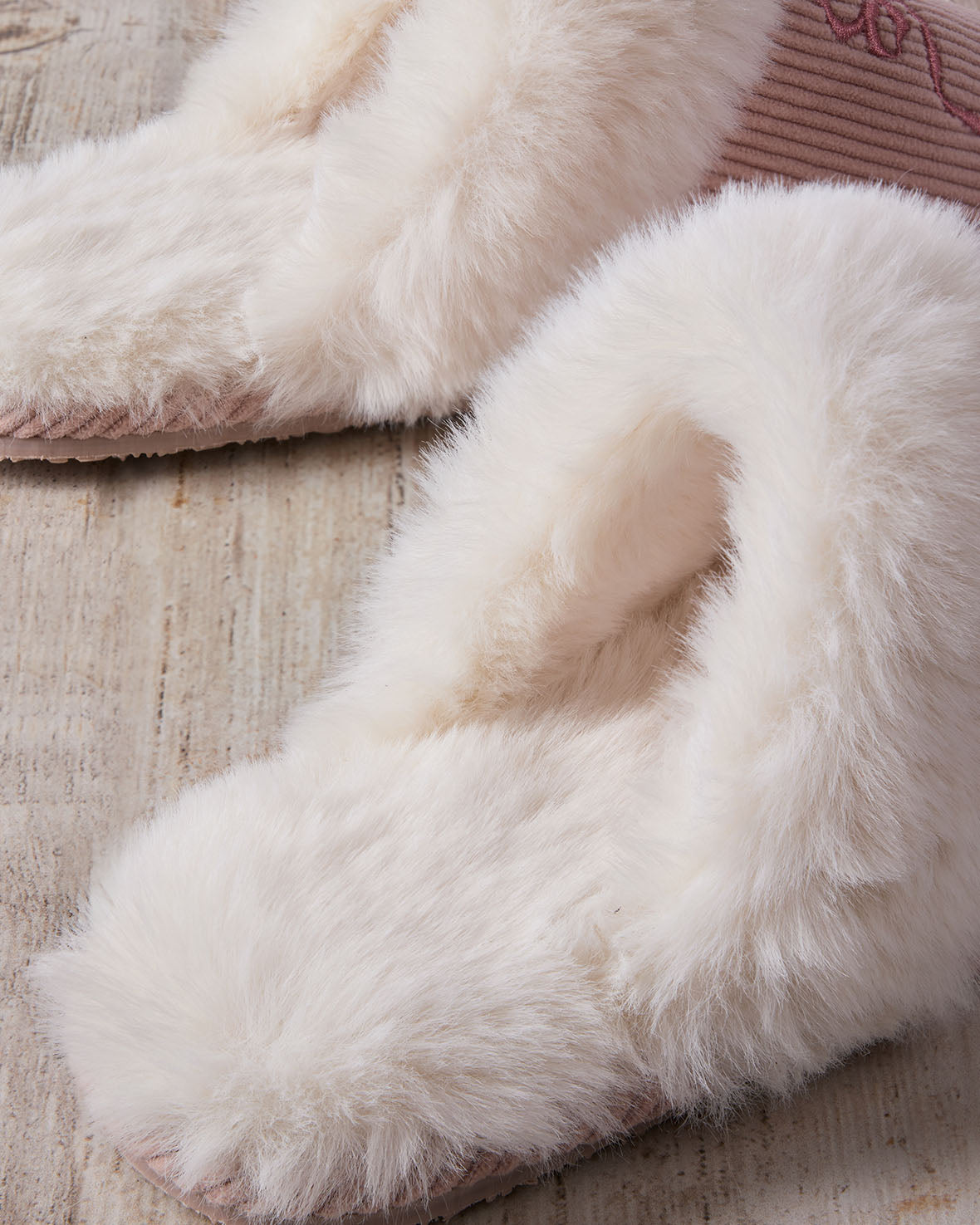 Corduroy Embroidered Ribbon Bow Mule Slippers