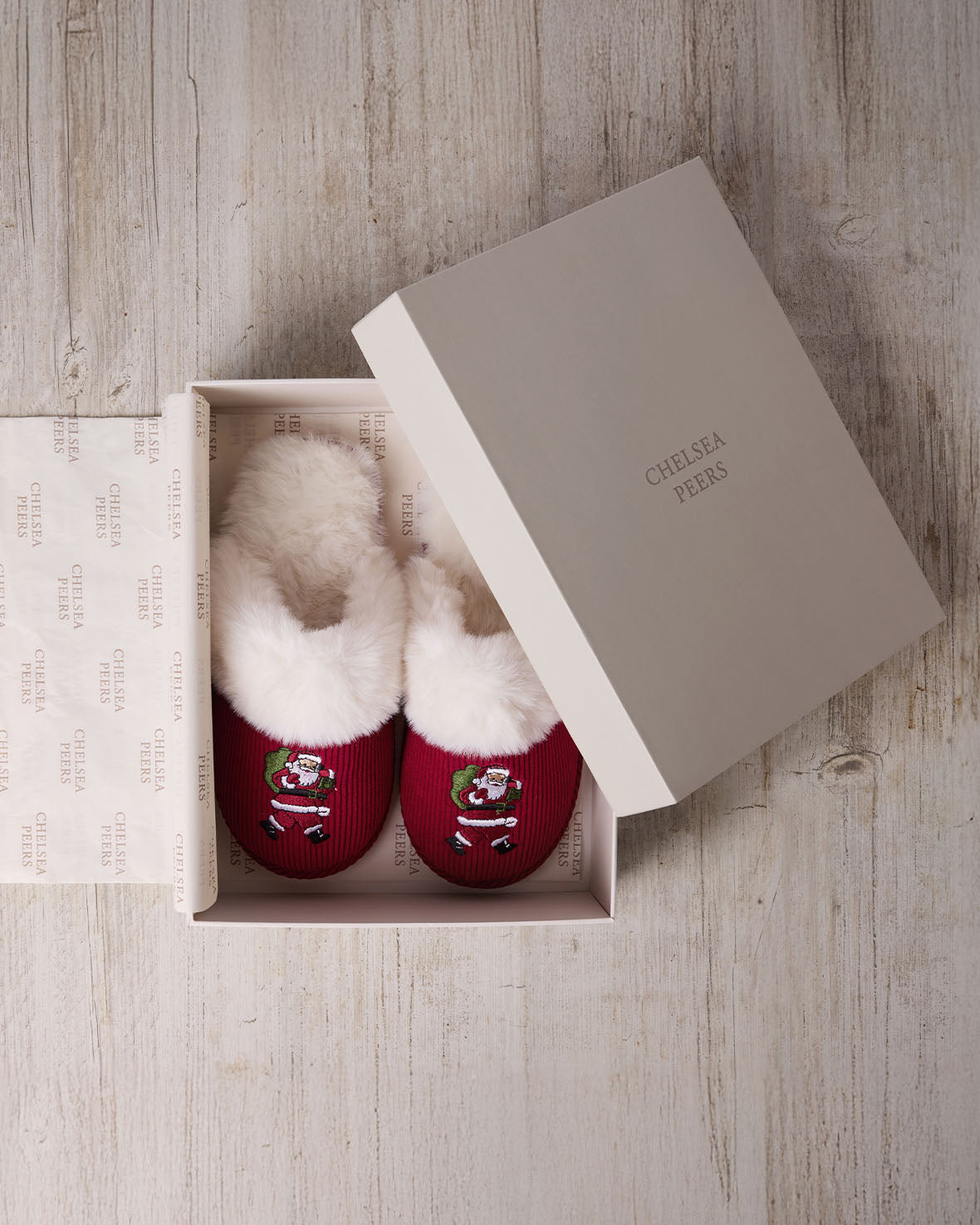 Christmas Embroidered Santa Snowball Mule Slippers