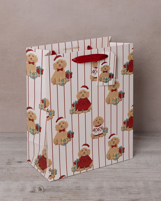 Chip the Christmas Cockapoo Dog Print Gift Bag