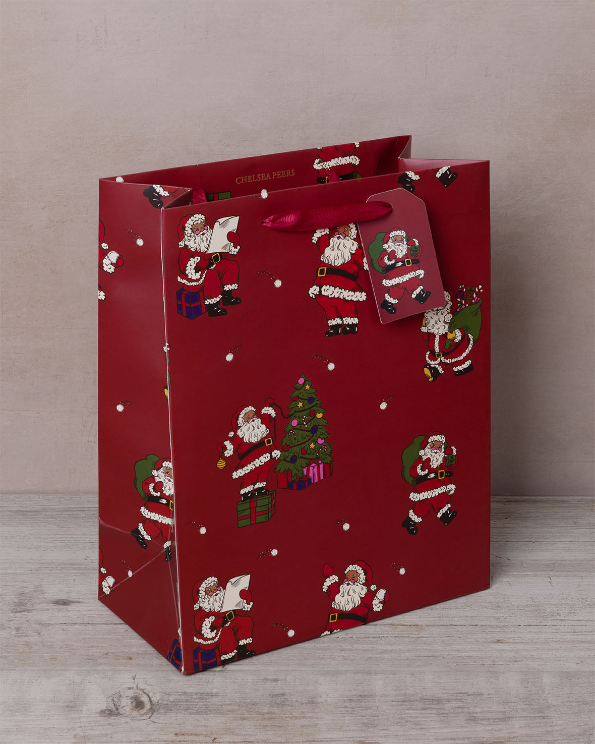 Christmas Santa Snowball Print Gift Bag