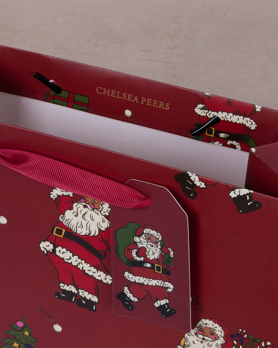 Christmas Santa Snowball Print Gift Bag