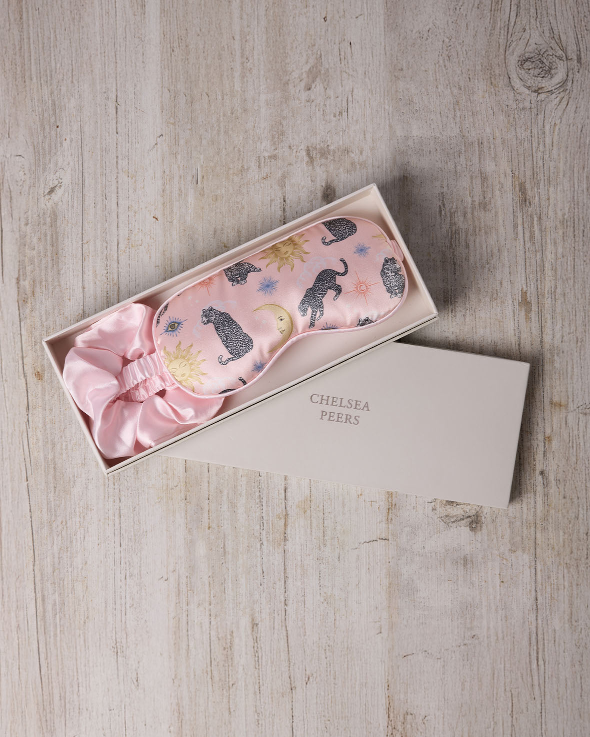 Satin Celestial Leopard Print Sleep Mask & Scrunchie Gift Set