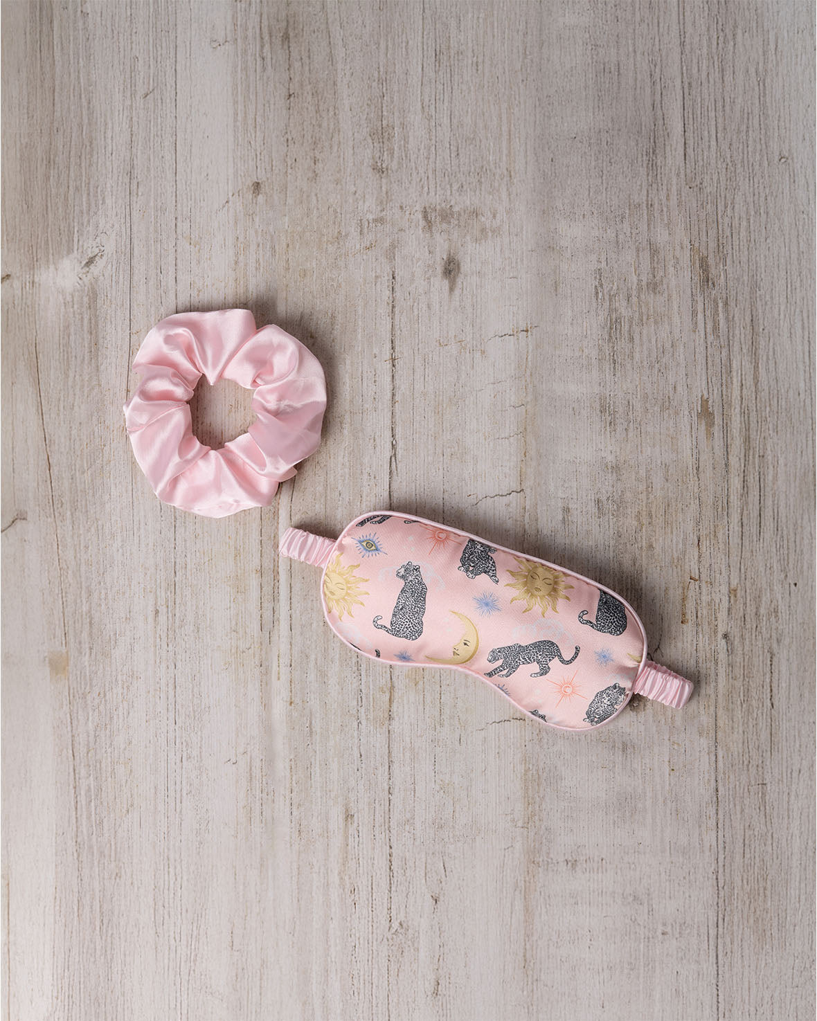 Satin Celestial Leopard Print Sleep Mask & Scrunchie Gift Set