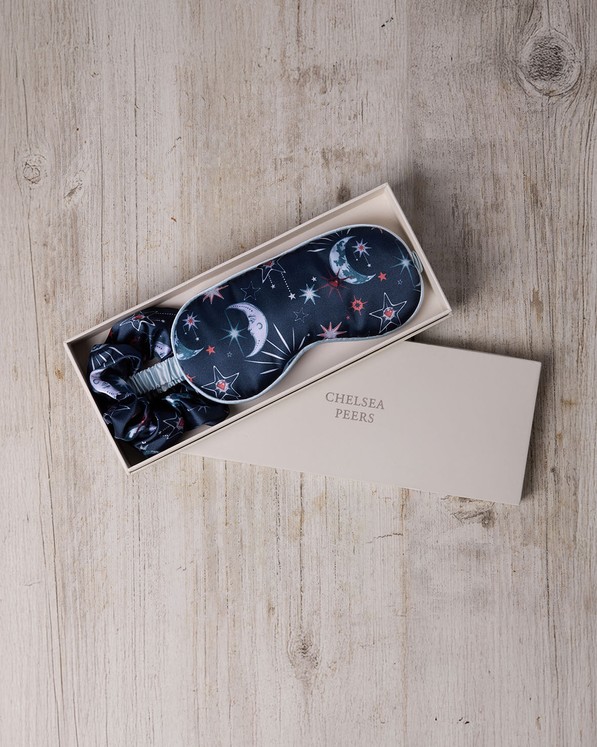 Satin Mystic Moon Print Sleep Mask & Scrunchie Gift Set