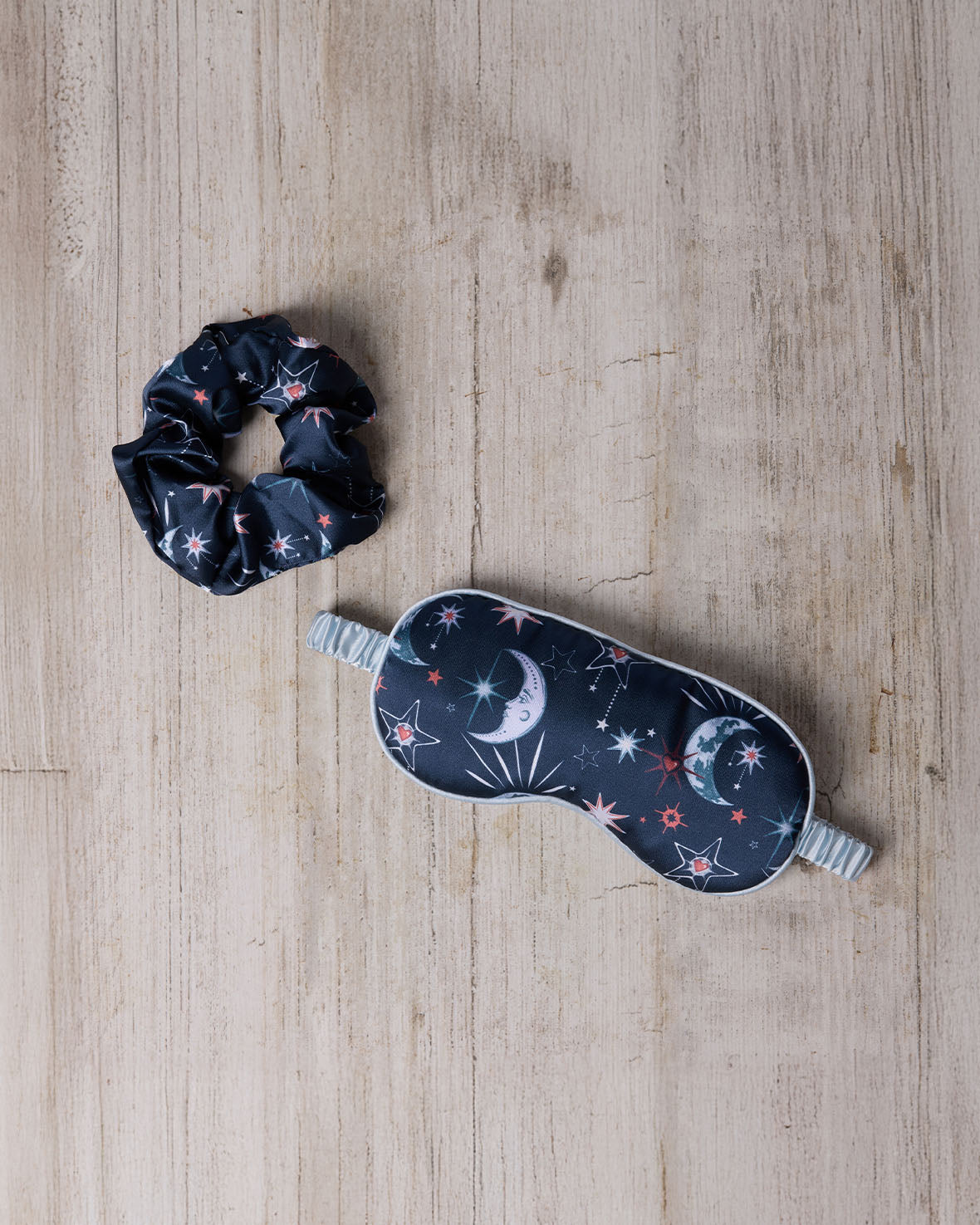 Satin Mystic Moon Print Sleep Mask & Scrunchie Gift Set