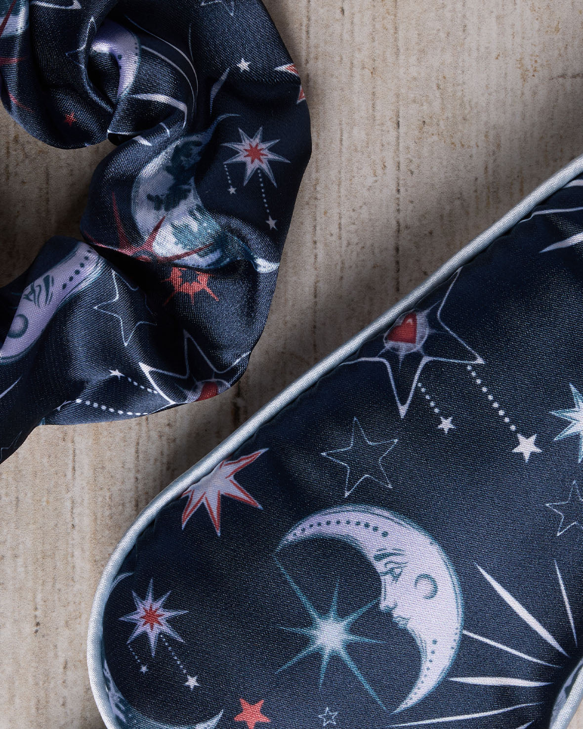 Satin Mystic Moon Print Sleep Mask & Scrunchie Gift Set