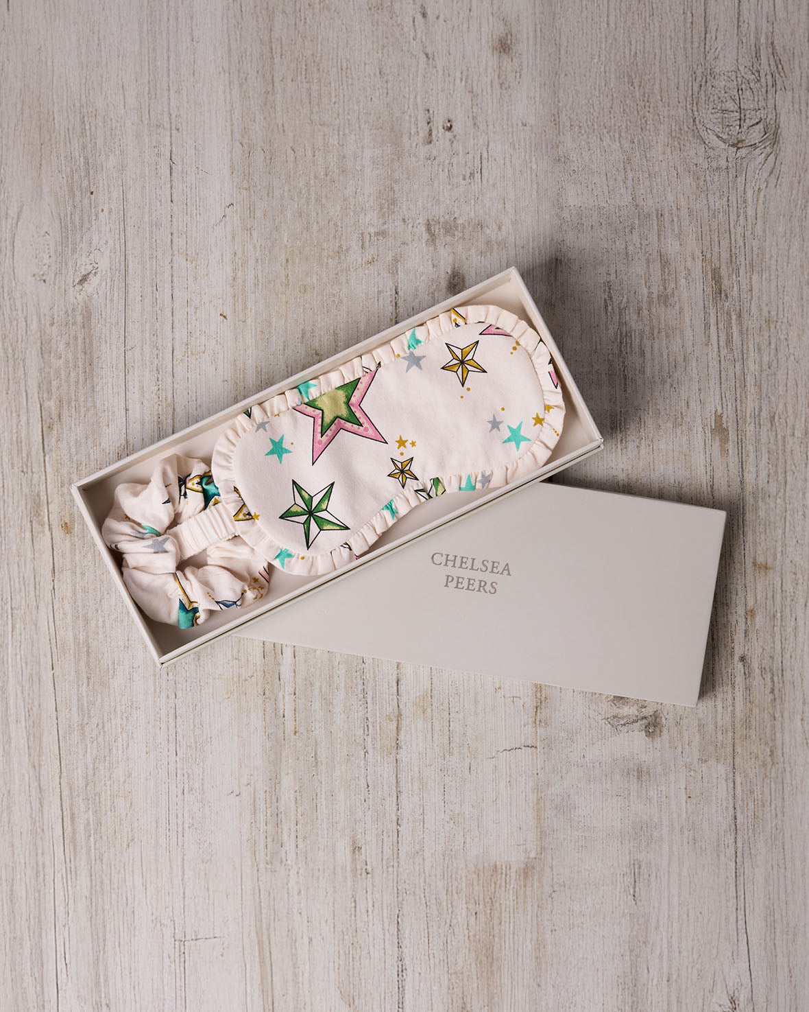 Organic Cotton Star Print Sleep Mask & Scrunchie Set