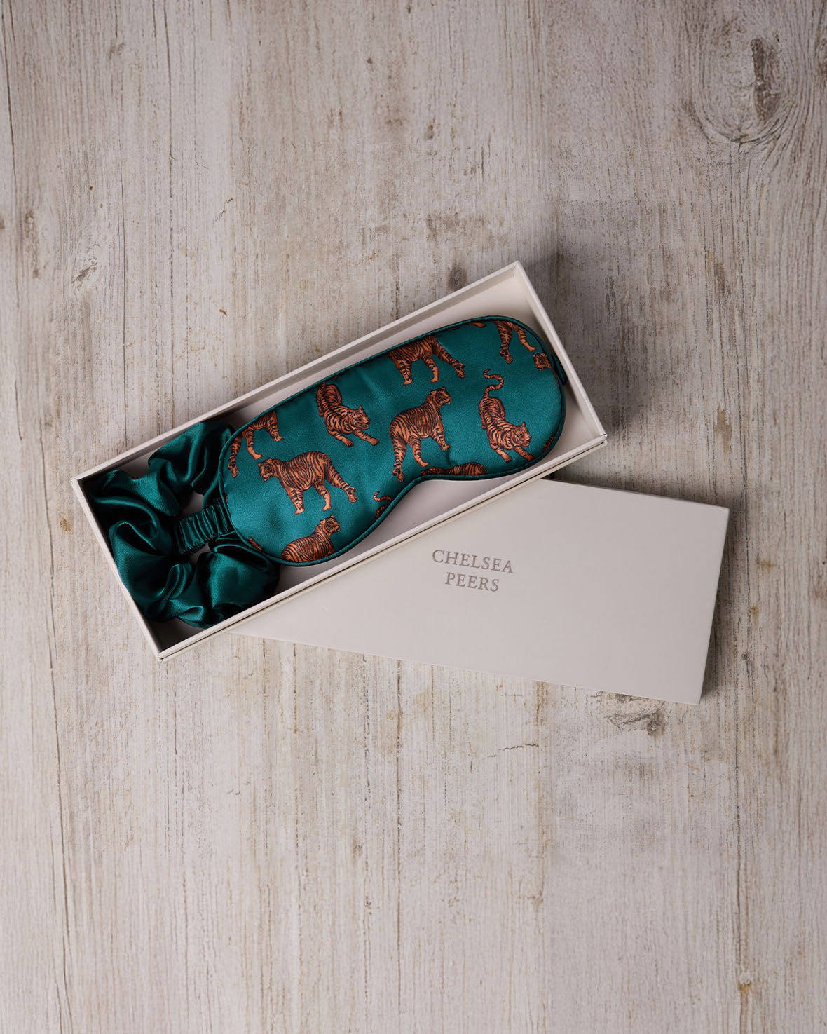 Satin Tiger Print Sleep Mask & Scrunchie Gift Set