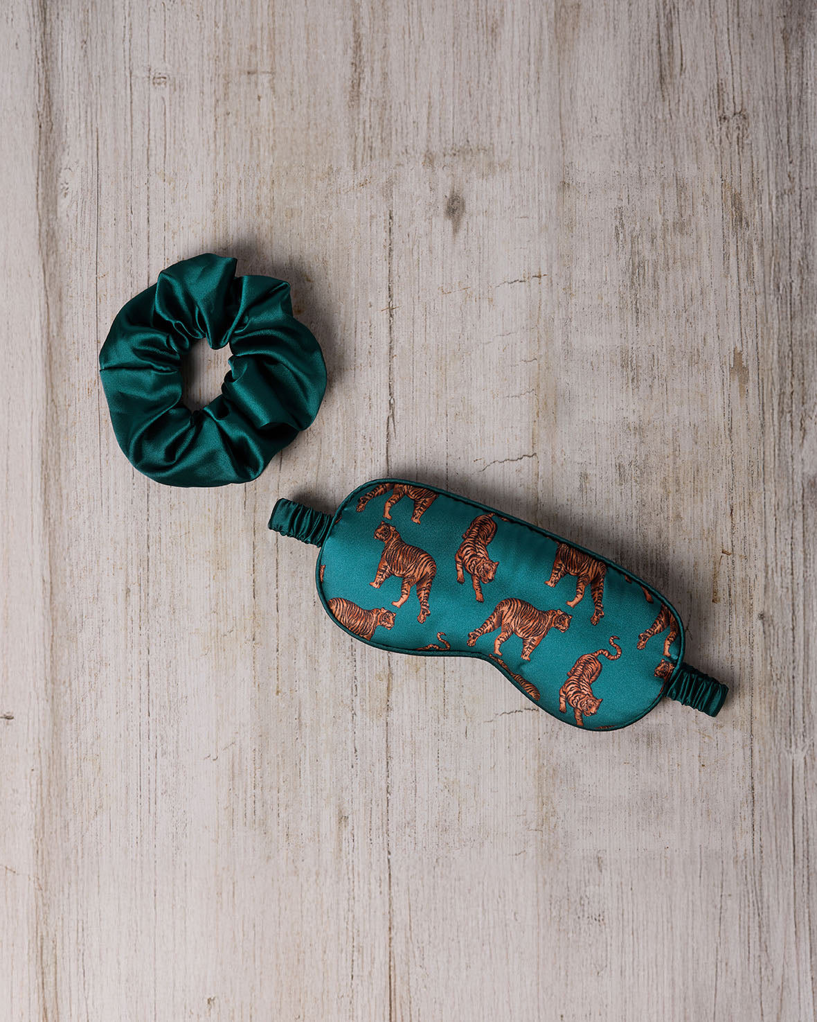 Satin Tiger Print Sleep Mask & Scrunchie Gift Set