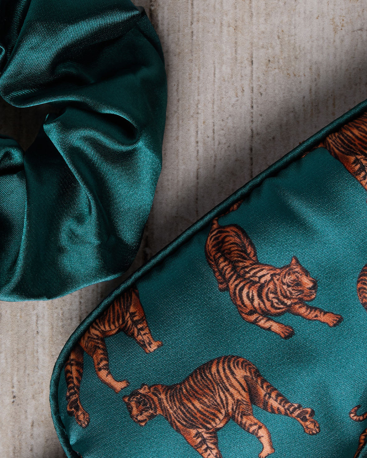 Satin Tiger Print Sleep Mask & Scrunchie Gift Set