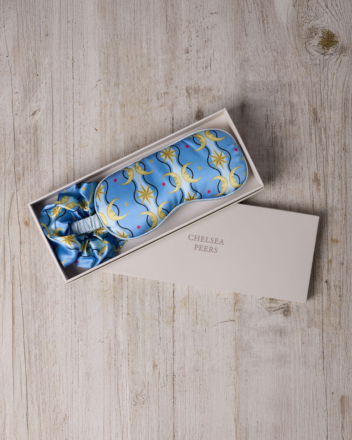 Satin Tiled Moon Print Sleep Mask & Scrunchie Gift Set
