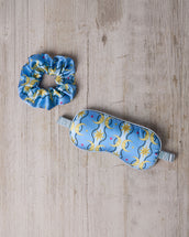 Satin Tiled Moon Print Sleep Mask & Scrunchie Gift Set