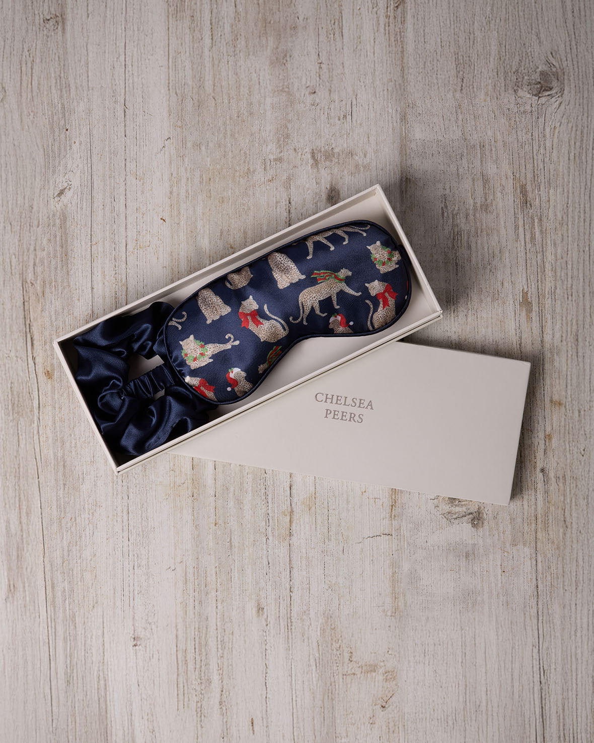 Satin Christmas Leopard Print Sleep Mask & Scrunchie Gift Set