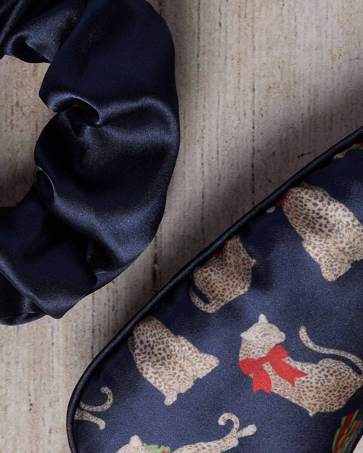 Satin Christmas Leopard Print Sleep Mask & Scrunchie Gift Set