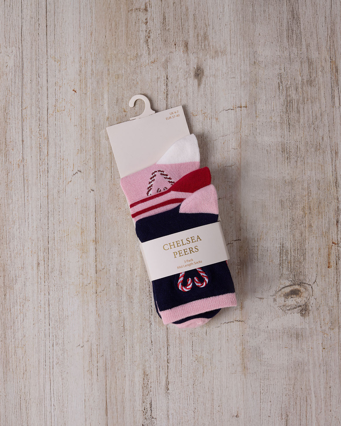 Christmas Candy Cane Heart Socks 3 Pack