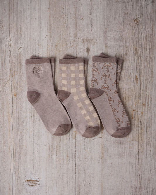 Ribbon Bow Socks 3 Pack