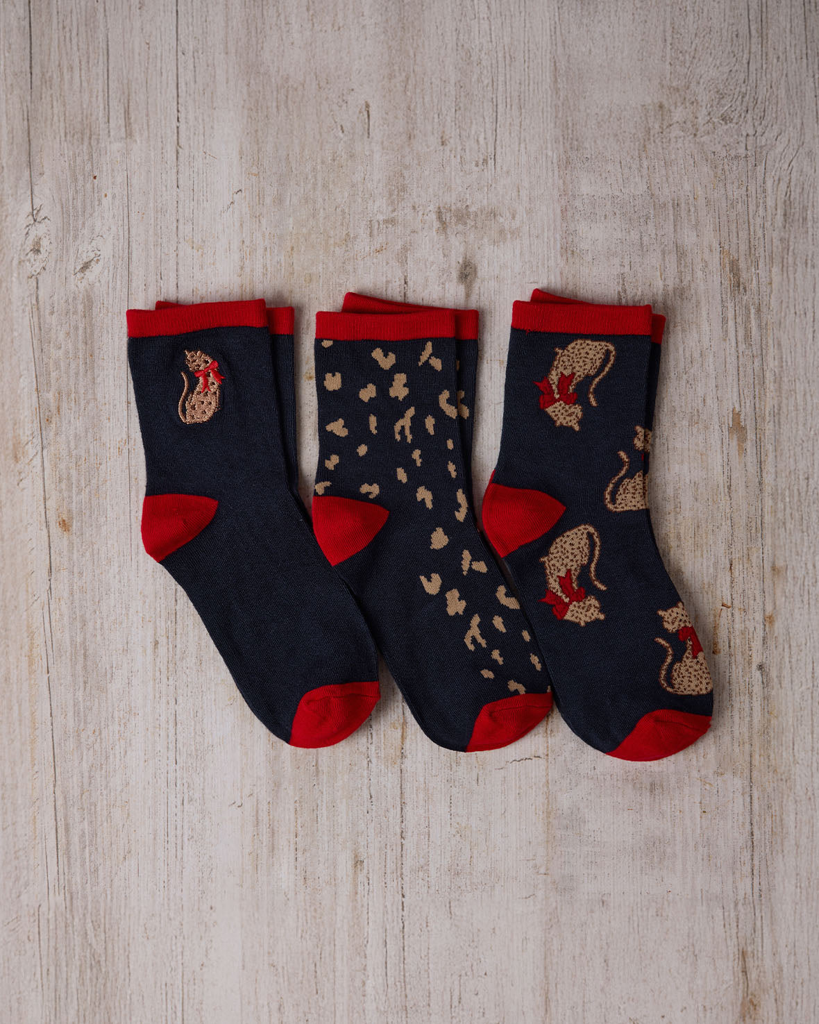Christmas Leopard Socks 3 Pack