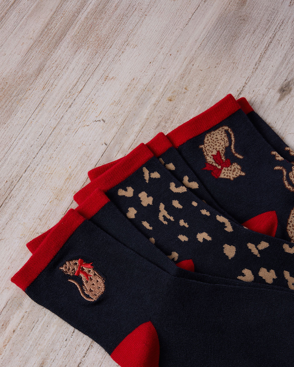 Christmas Leopard Socks 3 Pack