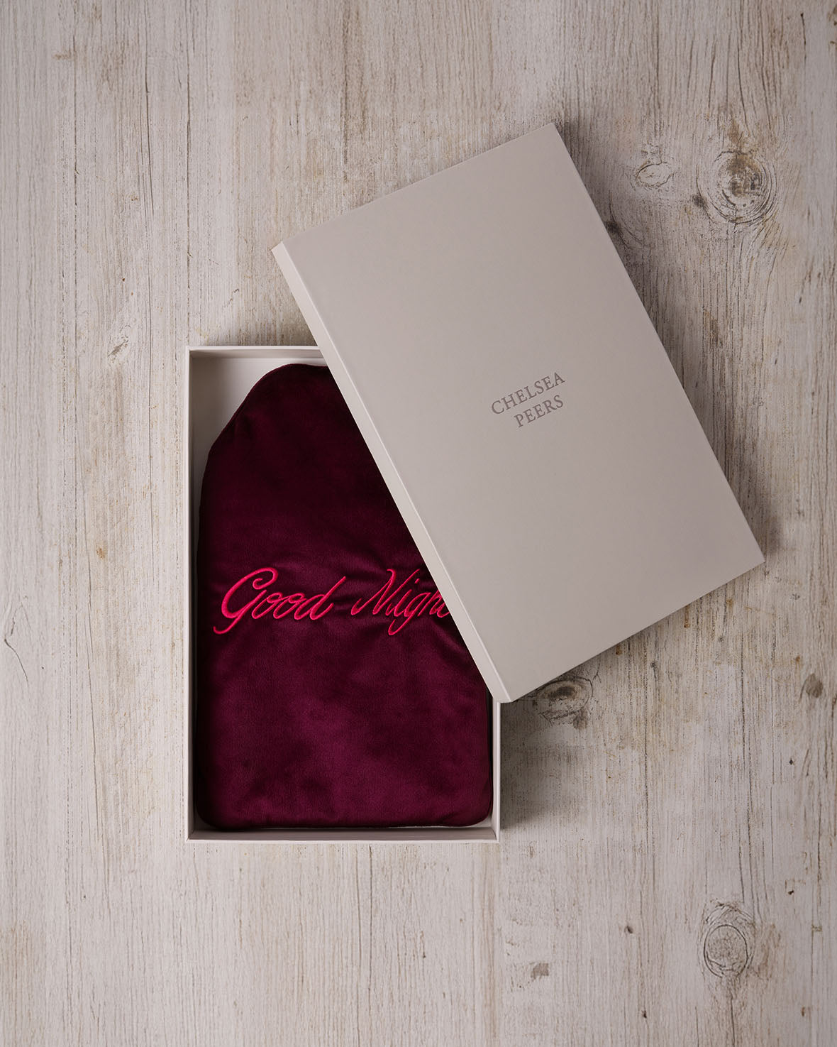 Velvet Embroidered Good Night Hot Water Bottle