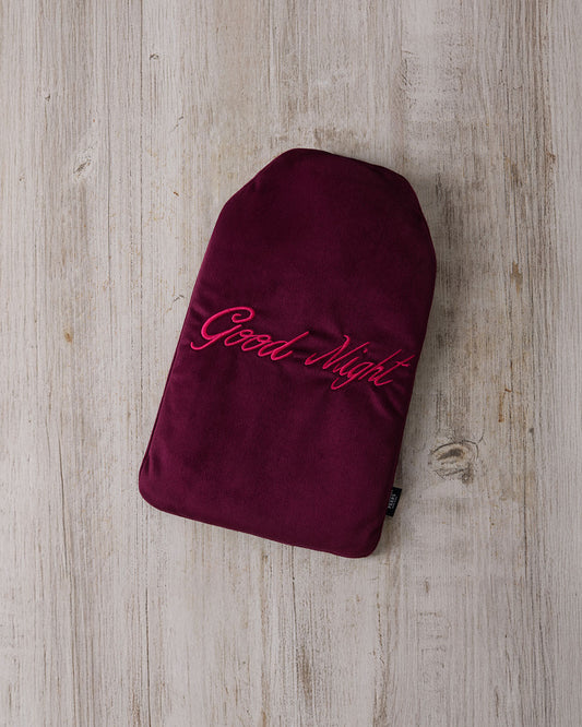 Velvet Embroidered Good Night Hot Water Bottle