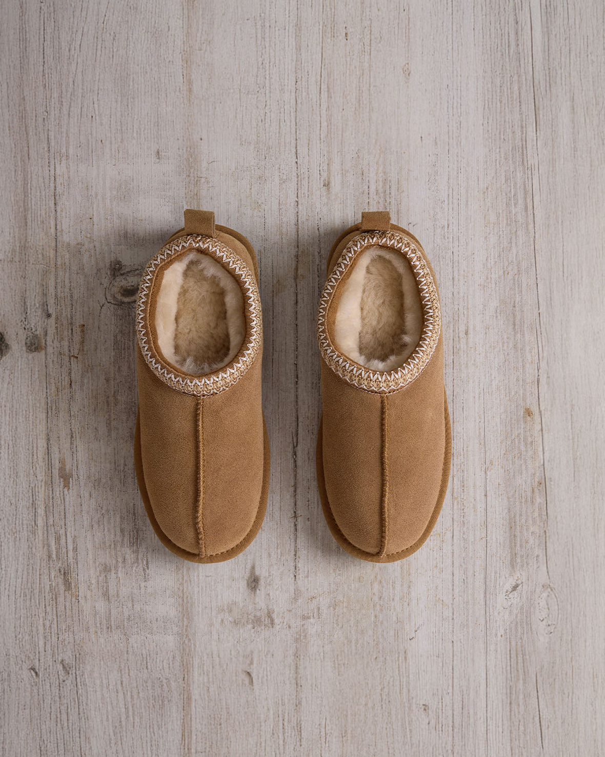 Suede Sheepskin Short Boot Slippers - Tan