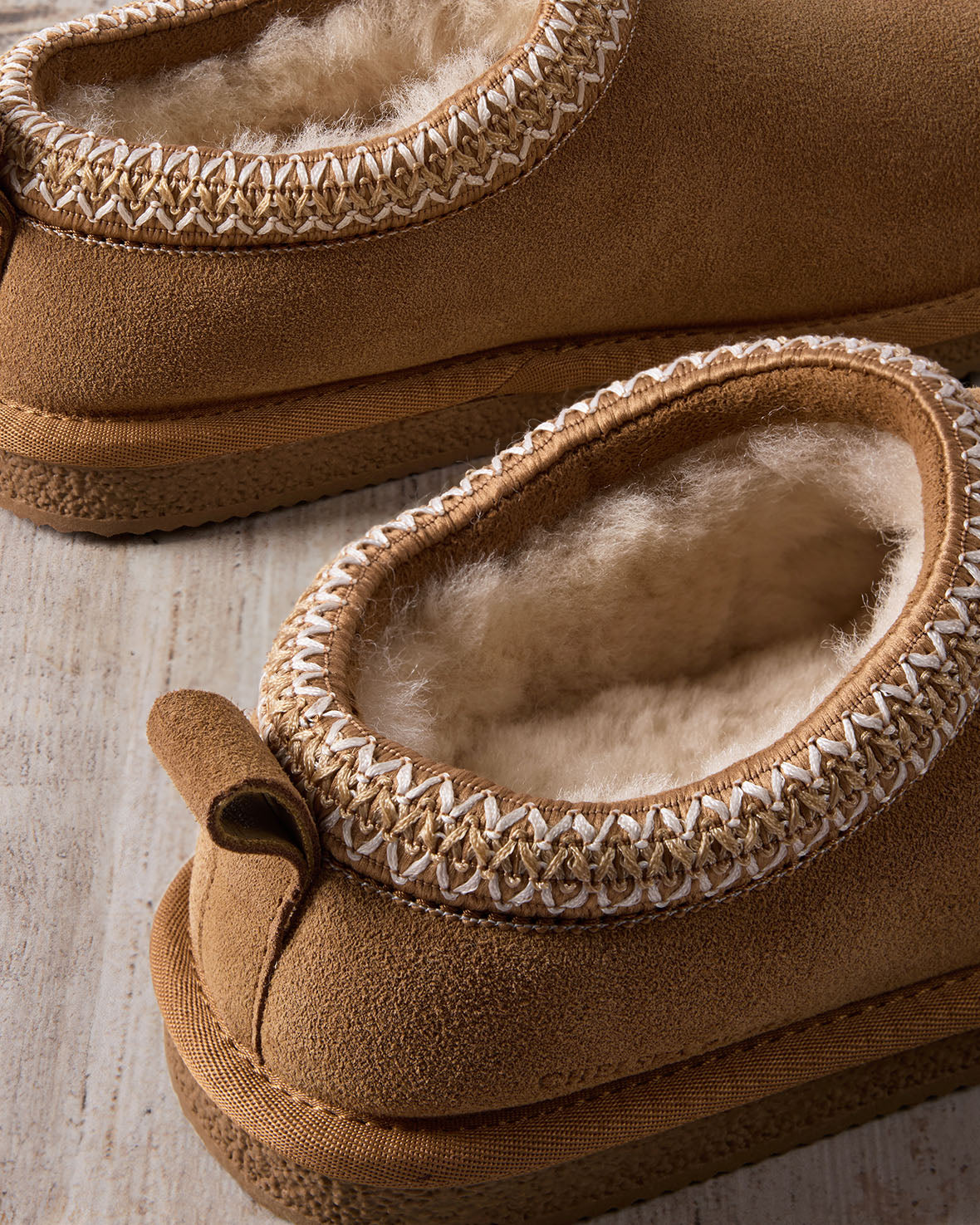 Suede Sheepskin Short Boot Slippers - Tan