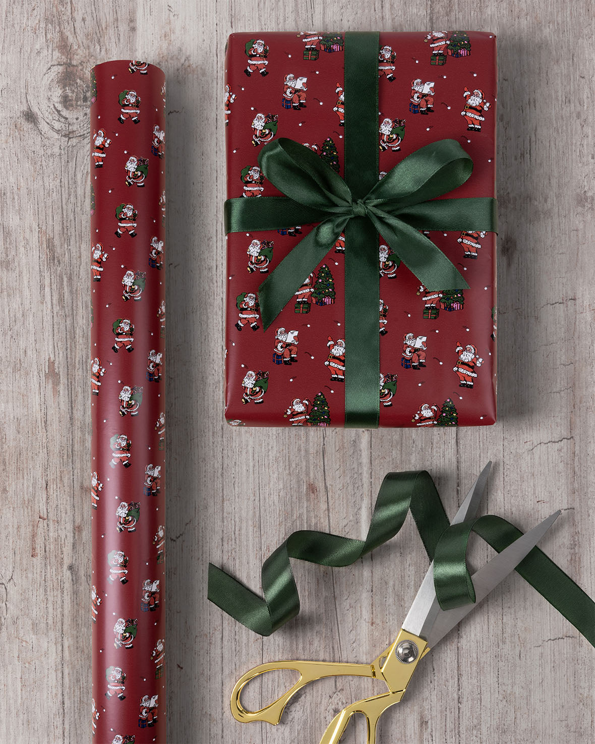 Christmas Santa Snowball Print Wrapping Paper